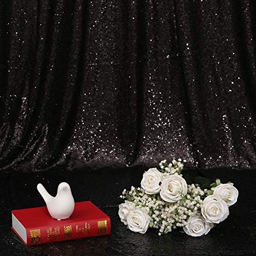 Örök Szépség Fekete Flitteres Esküvői Hátteret Fotózás Háttér Fél Függöny, 5Ft X 7 láb