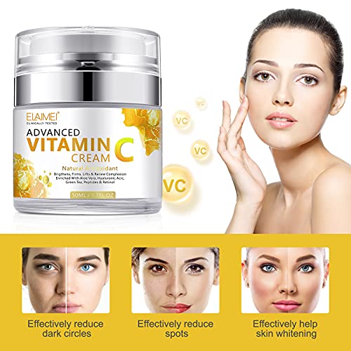 VC arckrém - C-Vitamin Hidratáló Krém, Napi Természetes Szerves Ragyogó Bőr Öregedés-gátló Krém, Csökkenti a Ráncokat, Fokozza