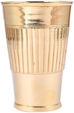 Aatm Kalapált Sárgaréz Tervező Üveg Magasság 4.5 Cm, Tiszta Réz (99.74%) Dobon, Réz Üveg Szolgáló Víz | 350 Ml (11.8 MINKET