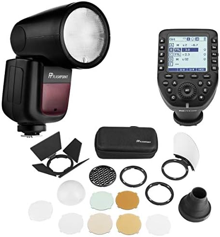 Flashpoint Zoom Li-X R2 TTL-Kamera Kerek Vaku Canon Speedlight (Godox V1) + Flashpoint R2 Pro Mark II 2,4 GHz-es Vezeték