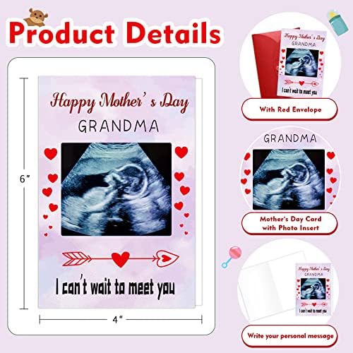 FLYAB Boldog anyák Napja Kártya Első Alkalommal a Nagyi Első anyák Napja Kártya Ultrahang Kép Beszúrása Boldog Első Anyák