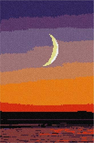 pepita Hímzett Vászon: a Hold napnyugtakor, 8 x 12