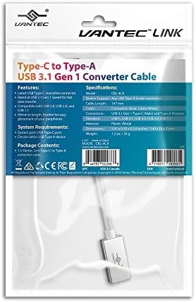 Vantec Link Type-C Típusú USB 3.1 Gen 1 Átalakító Kábel (CBI-4CA), Fehér