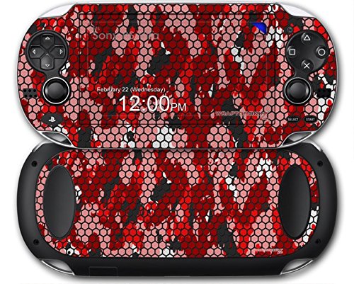 HEX Háló Camo 01 Piros, Fényes - Matrica Stílusú Bőr illik a Sony PS Vita