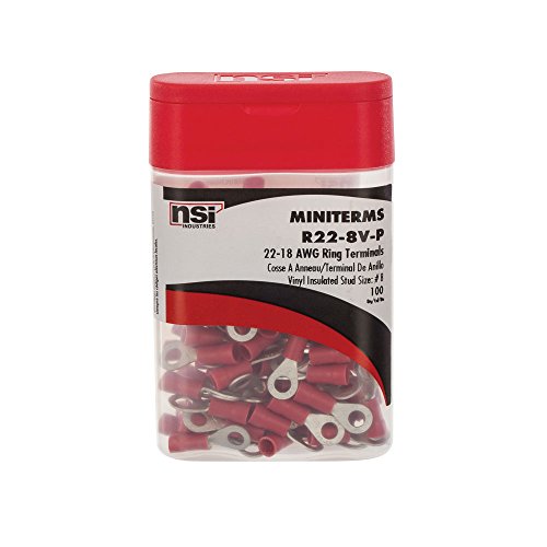 NSi Iparágak R22-8V-P Miniterminal Propack Vinil Gyűrű Terminálok (Csomag 100)