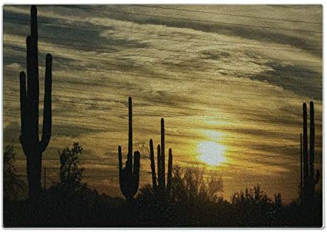 Ambesonne Arizona vágódeszkát, Horizont Skyline Scottsdale-ben Területen Drámai Felhők Felett Kaktusz Növények, Dekoratív