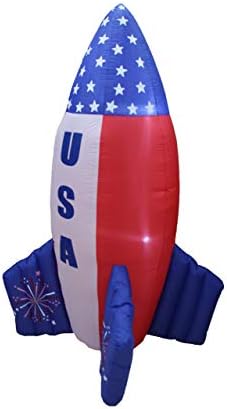 Két Hazafias Szülinapi Parti Dekoráció Csomag Tartalmazza a 6 Láb Magas, Felfújható USA Amerikai Zászló Rakéta, 6 Láb Magas,
