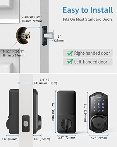 Intelligens Zár - TEEHO Kulcs nélküli Ajtó Zár Billentyűzet - Elektronikus ajtózárak - Könnyű Telepítés - Vízálló, IP54 -