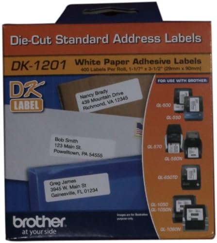 Brother Eredeti DK1201 kivágott Standard Hengerelt Cím Címkék QL Nyomtatók, (DK1201)